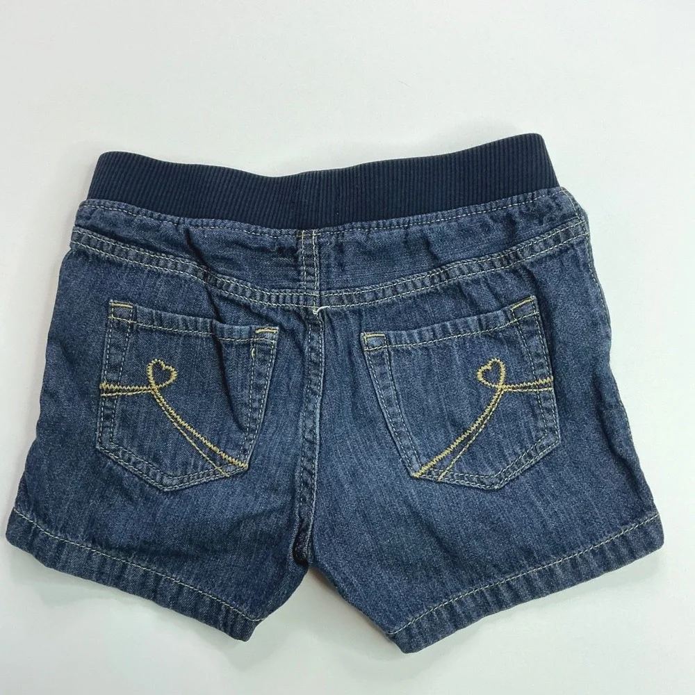 The Children's Place Blue Denim Shorts Kids Size 6 Heart Pockets Elastic Waist